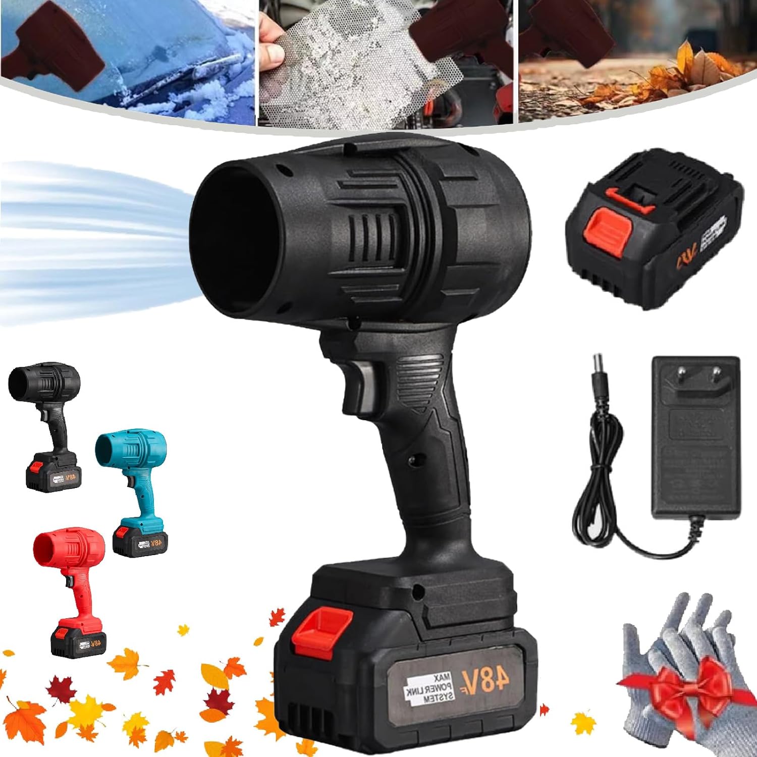 Turbo Jet Blower, Cordless Turbo Super Power Air Duster, Storm Industries Jet Blower, Cordless Turbo Jet Blower, Javn Cordless Leaf Blower, Jet Dry Blower for Car, Handheld Mini Dust Blower (Black/A)